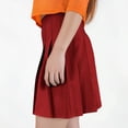 thumbnail image 2 of Womens Stretchy Pleated Midi Skirt Comfort High Waist Cheerleader School Uniform Skirt for Teen Girls, 2 of 6