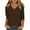 Brown|V-neck, variant on Women's V Neck T Shirts Solid Color 3/4 Length Sleeve Tops for Women Casual Loose Fit Base Tees, Black|V-neck L