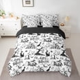 thumbnail image 2 of Manfei Happy Halloween Ghost Bedding Comforter Set 7 Pieces,Spooky Pumpkin Cat Full Bedding Set,Sketch Black Bats Fitted Sheet Flat Sheet For Children,Microfiber Bedroom Decor Reversible, 2 of 8