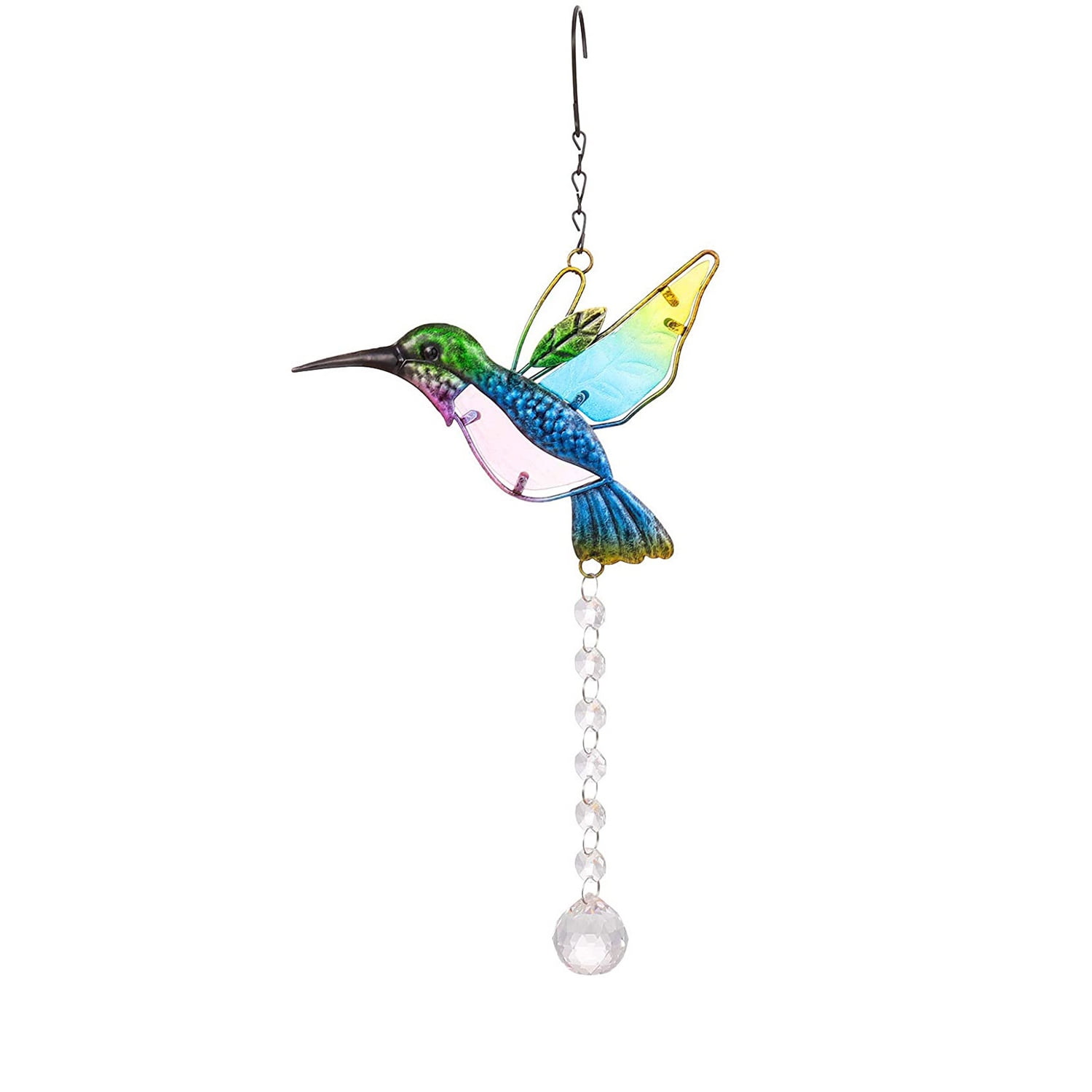 Hummingbird Colorful,Clear Suncatcher,Glass Decor Hanging,Crystal Reflects Light 