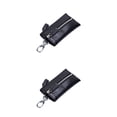 thumbnail image 4 of Qarigey Cartera de cuero Llaves Monedero Viaje Playa Llavero Lápiz labial Tarjeta de crédito Paquete con cremallera Regalos para mujeres Negro 2piezas, 4 of 6
