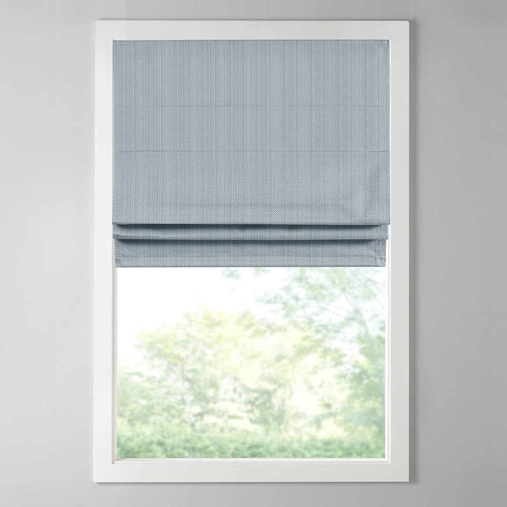 MAYEERTY Basketweave Room Darkening Cordless Roman Shade, Blue, 64" L x 23" W