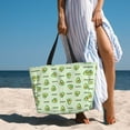 thumbnail image 3 of Wukai Green Avocado Print Zipper Bag,large Beach Tote Bag,Waterproof Sandproof Bag,Grocery and Picnic Tote Travel Bag, 3 of 5