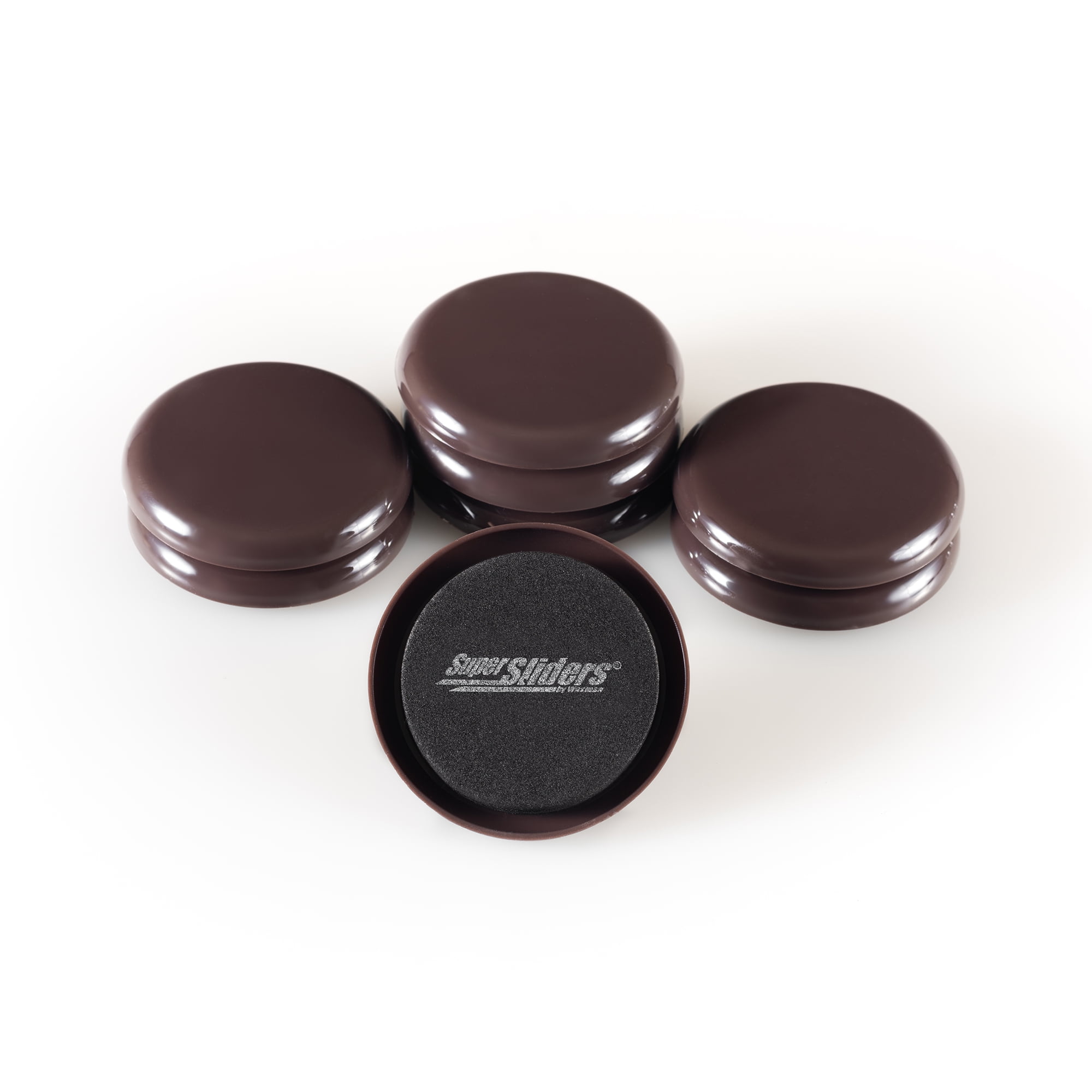 Super Sliders 2 1/2" Round Reusable Furniture Sliders Carpet, Brown