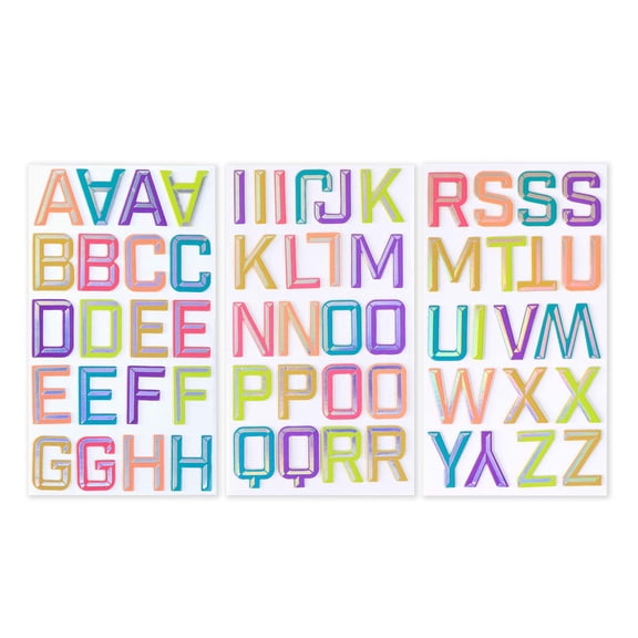 Recollections Bright Chipboard Alphabet Stickers, 12 Pack