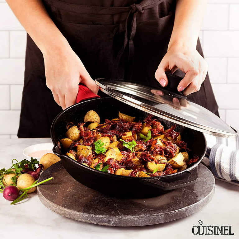 Cuisinel Cast Iron Skillet with Lid Kitchen Cookware Pre-Seasoned