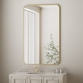 thumbnail image 3 of BEAUTYPEAK 30"x48" Wall Mirror Rounded Corners Hanging Vanity Mirror Gold, 3 of 9