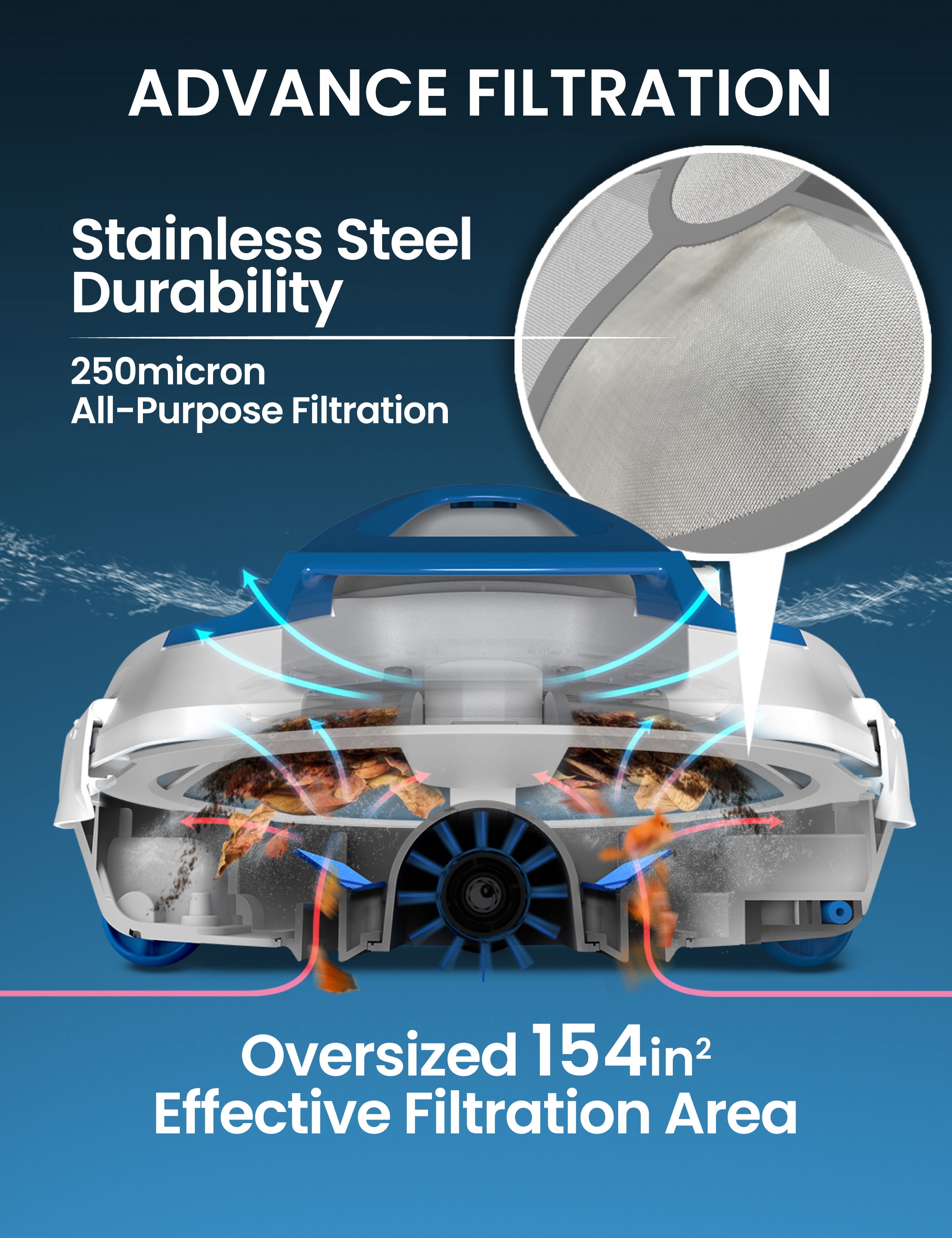 Kokido Robotic Pool Bottom Cleaner XTROJET 420 Cordless for Above-Ground Pools Up to 700 Sq Ft, 75 Mins Runtime