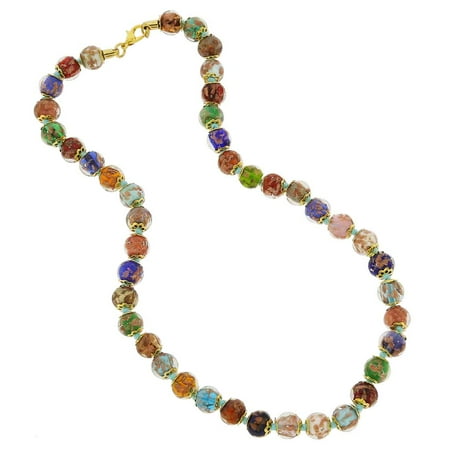 Murano Glass Leaf Pendant - GlassOfVenice Murano Glass Sommerso Necklace - Multicolor