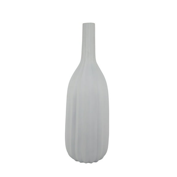 Rizie Vase with Ribbed Texture, 41 Inch Contemporary White Polyresin