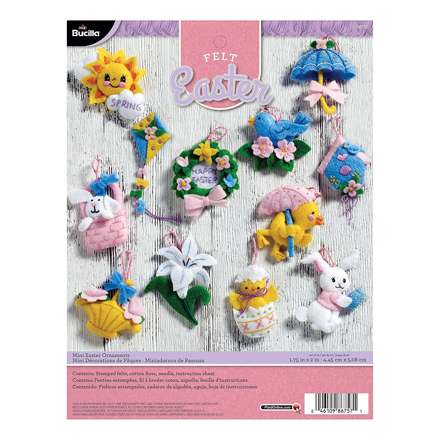 Mini Easter Ornaments Felt Applique Kit, BUCILLA felt Applique wreath
