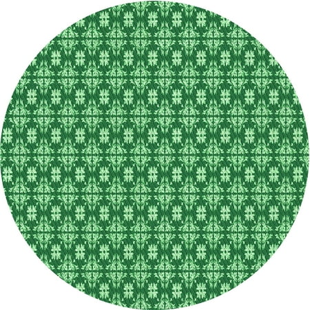 

Ahgly Company Indoor Round Patterned Green Area Rugs 5 Round