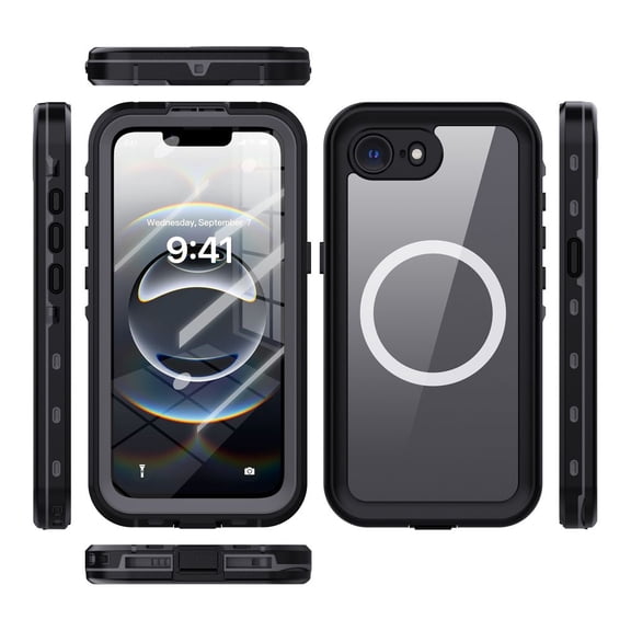 Enhanced Waterproof Case for iPhone 16E / 17E, Heavy Duty Rugged Design, 360° Full Sealed Protection, Dustproof Shockproof with Magnetic Function, Black