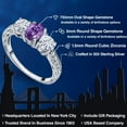 thumbnail image 2 of Gem Stone King 925 Sterling Silver 3-Stone Ring Oval Amethyst Moissanite (1.87 Cttw), 2 of 6