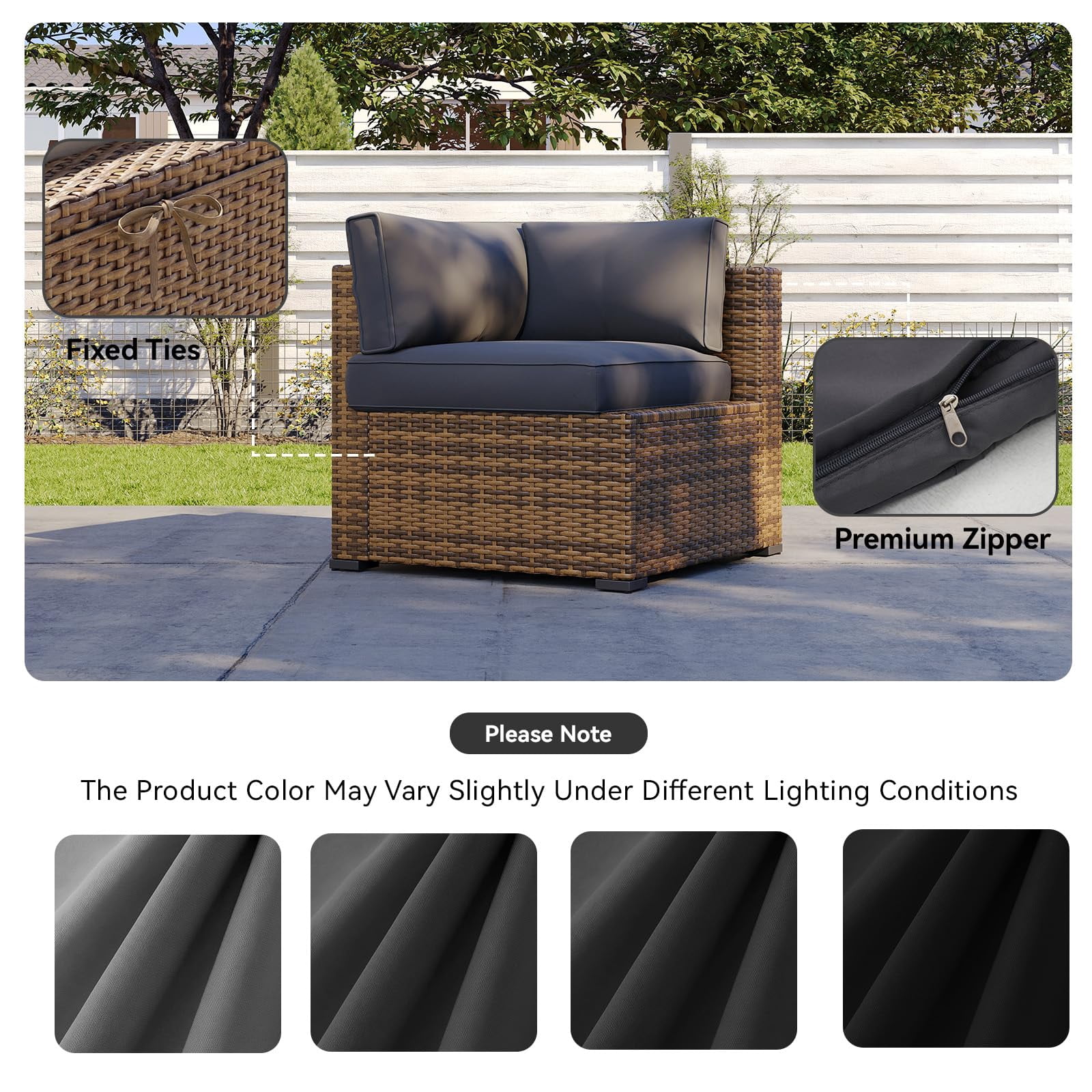 Clouddwell 11-Piece Outdoor Cushion Slipcovers Replacement for 5-Seat Wicker Sectional-Waterproof, Non-Slip Bottom (Dark Gray)