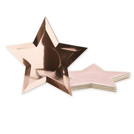 Patio Party Appetizers Juvale 36-Pack Rose Gold Foil Star Shaped Paper Plates For Appetizers, Dessert, Party Supplies, Graduation, 10.7 Inches ()