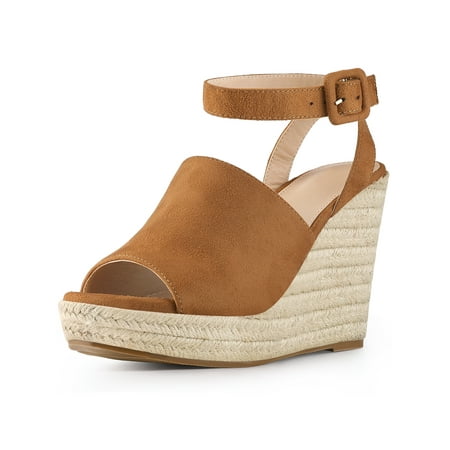 

Allegra K Women s Slingback Open Toe Buckle Espadrille Wedge Heel Sandals