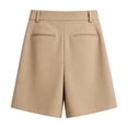 thumbnail image 6 of Qgtaibl Women's Bermuda Dress Shorts High Waisted Pleated Wide Leg Shorts with Pockets Summer Loose Fit Solid Color Fomal Work Shorts Khaki S, 6 of 8