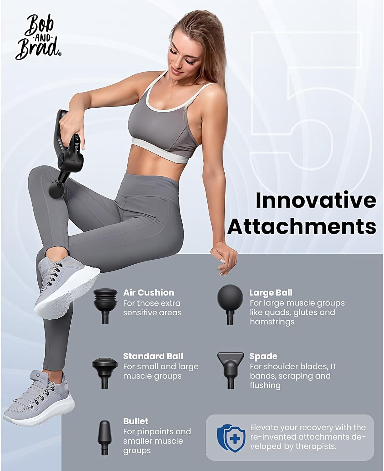 Bob and Brad D5 Pro Massage Gun Percussion Deep Tissue for Athletes Handheld Muscle Massager Pain Relief FSA and HSA Eligible