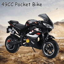 WETS Mini Pocket Bike Motorcycle 49cc 4-Stroke Gas Bike Motorbike with Front Rear Disc Brakes, Gas Pocket Motorbike Racing Max Speed 25MPH, Dual Headlights