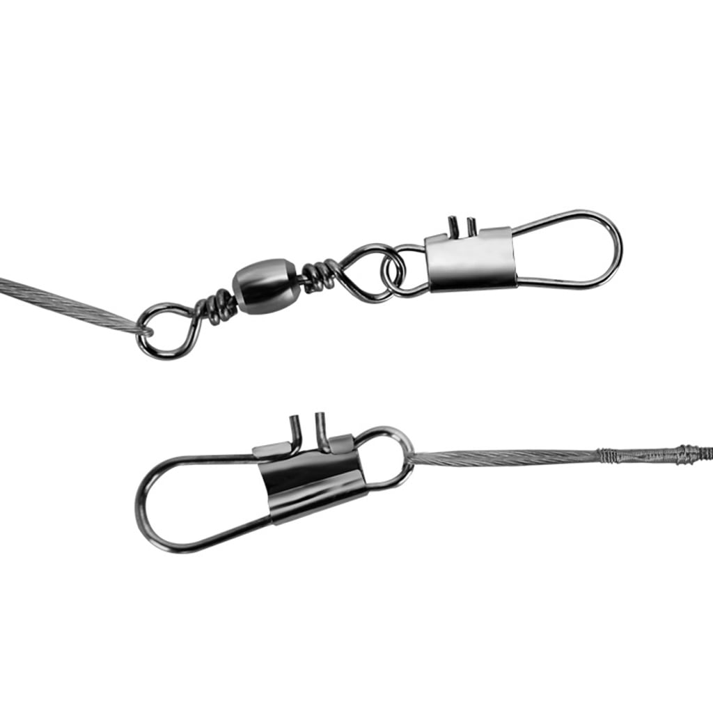 Nishiyuenyi 200Pcs 30cm Anti-Bite Fishing Wire Leader Steel Leaders Lines with Swivels