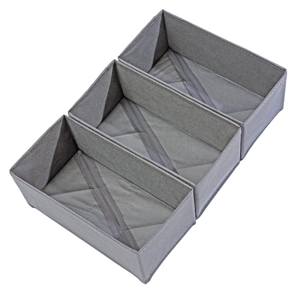 Socks Drawer Organizer Set of 3 Pack Gray, 11'x5.5'x4.8', Small Collapsible Underwear Dividers, Closet Cabinet Dresser Storage Boxes for Panties Stockings Leggings