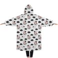 thumbnail image 2 of Oversized Wearable Blanket Hoodie,White Cow Cloud Pattern Sherpa Blanket Hoodie with Super Pockets,Super Warm Fuzzy Pullover for Women & Men, 2 of 6