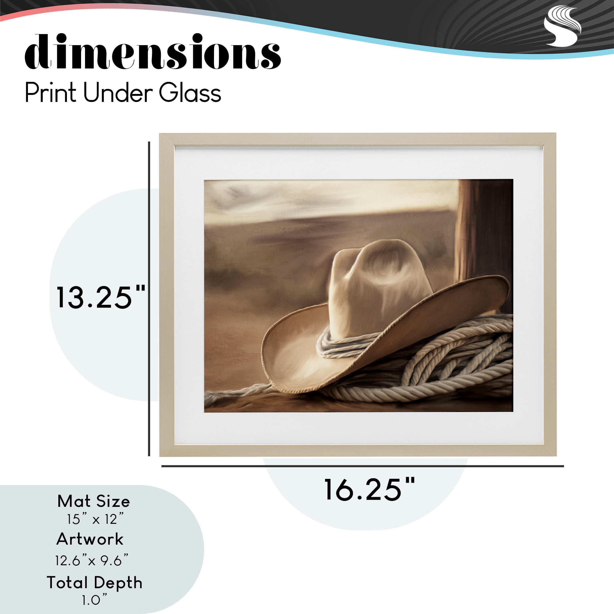 Stupell Industries White Cowboy Hat Birch Framed Print Under Glass, design by Kim Allen