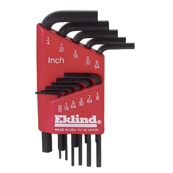 EKLIND 10111 Hex-L Key allen wrench - 11pc set SAE Inch Sizes .050-1/4 Short series