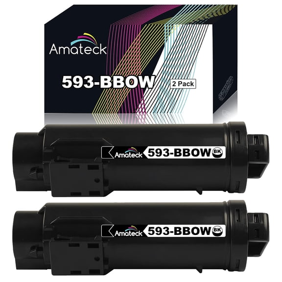 Amateck Compatible Toner Cartridge Replacement for Dell 593 BBOW Black 2 Pack for H625cdw, H825cdw, S2825cdn