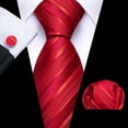 thumbnail image 3 of Set de corbatas Barry.Wang de seda a rayas, 150 cm, con gemelos, 3 of 8