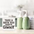 thumbnail image 4 of Zomyto 5"x5" Rustic Funny Farmhouse Bathroom Toilet Decor Take A Bath Dirty Cowboy Wood Sign, Humor Black and White Decorations for Half Bathroom Shelves Accessories, 4 of 6
