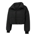 thumbnail image 2 of hirigin Women Fashion Wild Down Jackets Solid Color Stand Collar Long Sleeve Outerwear Autumn Winter Warm Zipper-Up Coat, 2 of 9
