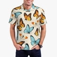 thumbnail image 1 of Gaeub Polo Imprimé Papillons pour Hommes, Manches Courtes, Performance de Golf, Extensible, Décontracté, Été, Plage, TTG, 1 of 6