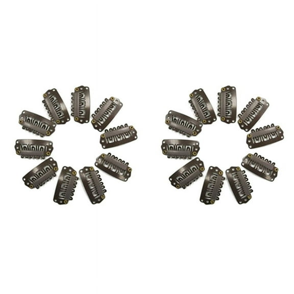 20Pcs Brown Snap Clips U-Shape Metal Clips for Hair Extensions DIY