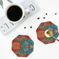 thumbnail image 4 of Zufioo Mandala Colorful Print Leather Coaster Set, Decorative PVC Coasters 4-pack - Scald and Stain-resistant, Suitable for Home, Cafes, Restaurants-Octagon, 4 of 6