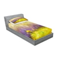 thumbnail image 2 of Ambesonne Floral Fitted Sheet & Pillow Sham Set, Yellow Dandelion Field, Twinxl, Purple Green, 2 of 2