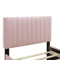thumbnail image 2 of Lit Plateforme Format Simple Rembourré en Velours Rose avec Tiroir-Lit - Mobilier de Chambre Moderne, 2 of 8