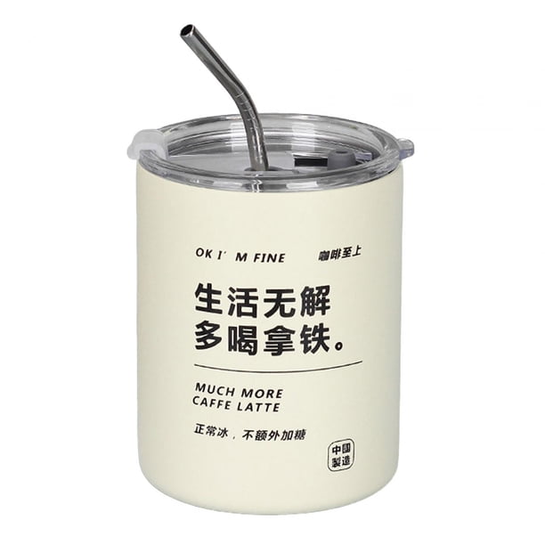 Tazas térmicas de café con tapa y tazas de café, botella de agua ligera y reutilizable 320ml Lechoso