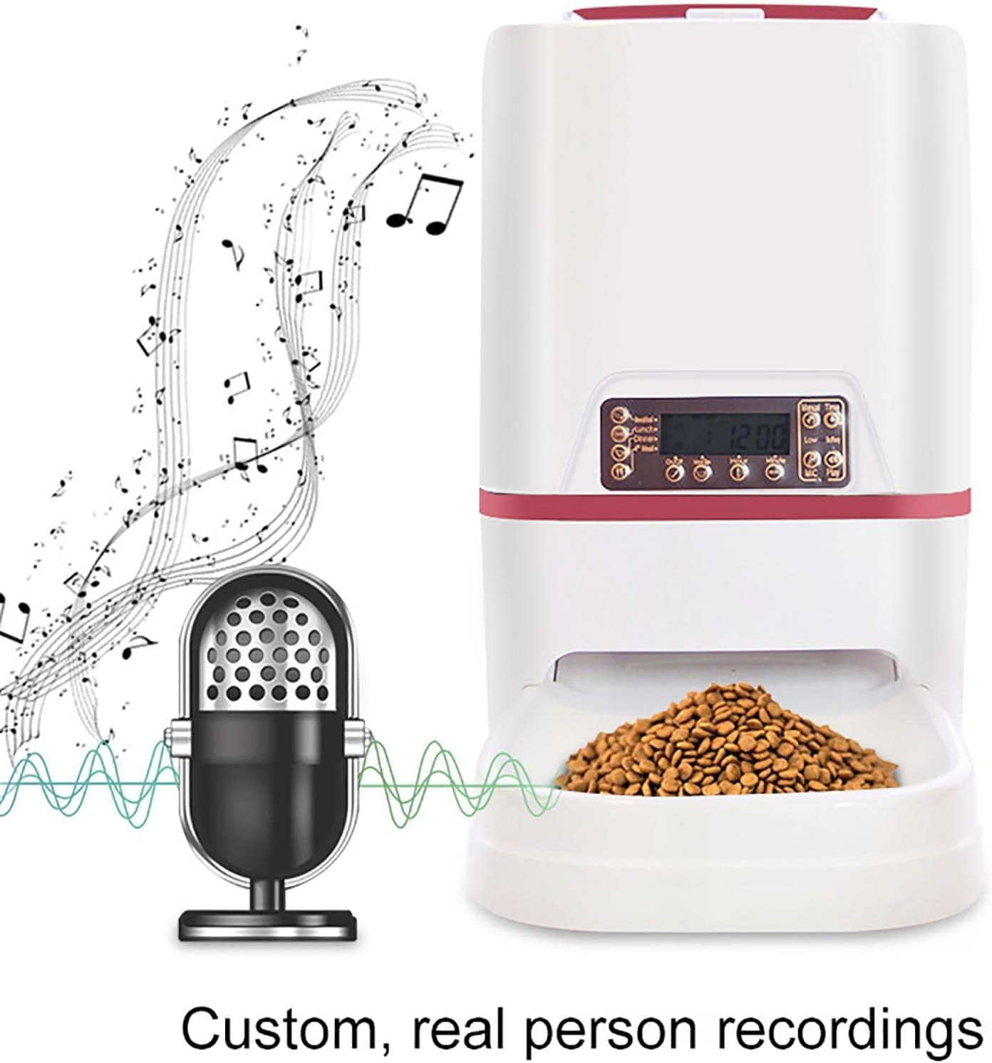 Automatic Cat Feeder, 6L Automatic Pet Dry Food Dispenser, Non-Clog Design, Automatic Feeder with Detachable and Recorder Blue
