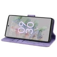 thumbnail image 4 of SaniMore Magnetic Wallet Case for Google Pixel 7 [RFID Blocking] Card Holder, Cartoon Embossing PU Leather Kickstand & Wrist Strap Shockproof Shell for Google Pixel 7 Girls Women, Purple, 4 of 6