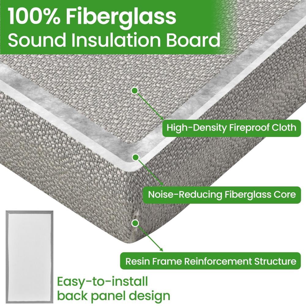 Fabric Wrapped Acoustic Panels 2 Pack, 47.2” x 23.6” Large Sound Dampening Panels, Fiberglass Sound Proof Wall Panels for Recording Studio Office, Gray