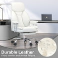 thumbnail image 5 of E-Motie Leather Home Office Chair, High Back Ergonomic Chair with Footrest, 500lb, White, 5 of 10