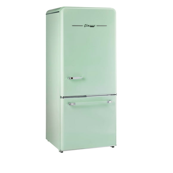 Unique Classic Retro 30" Frost Free 17.7 cu/ft Freestanding Bottom Freezer Refrigerator in Summer Mint Green, ENERGY STAR Certified