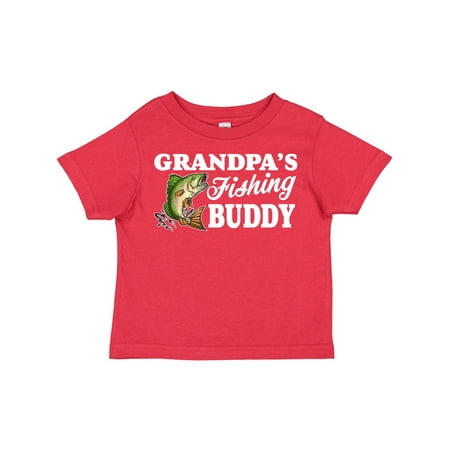 

Inktastic Grandpa s Fishing Buddy with White Text Gift Toddler Boy Girl T-Shirt