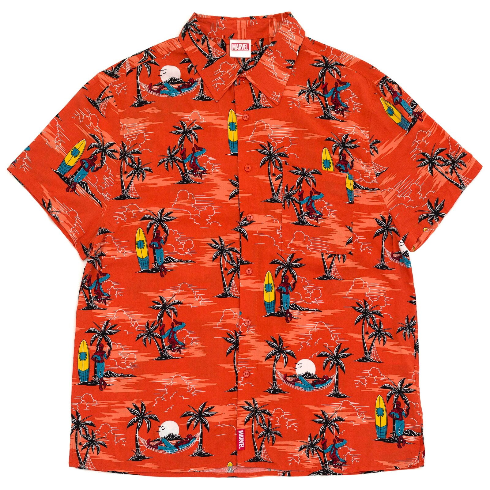 Marvel Spider-Man Mens Matching Family Hawaiian Button Down Shirt Adult