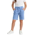 thumbnail image 6 of ZOYOEN Girls Denim Shorts with Pockets- Summer Elastic Waist Casual Baggy Kids Bermuda Shorts Blue Size 6, 6 of 7