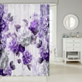 thumbnail image 2 of Chic Floral Shower Curtain Women Hydrangea Flower Waterproof Bathroom Curtain,Purple Ombre Bath Curtain Gradient Oil Painting Shower Curtain Set,Vintage Watercolor Bathroom Accessories, 2 of 6