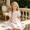 thumbnail image 6 of Tfken Soft Dresses Girls Comfy Holiday Travel Girls Floral Print Dresses Party Fashion Dailywear Short Sleeve Child Classic Clothes Size 8-9 Years, 6 of 6