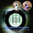 thumbnail image 3 of Loupe à LED réglable 30X, miroir cylindrique en métal avec échelle, petit miroir de lecture, loupe à bijoux avec 3 LED et 3 lampes UV, noir, 3 of 4
